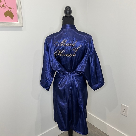 Maid of Honor Wedding Blue Belted Robe - Picture 4 of 5